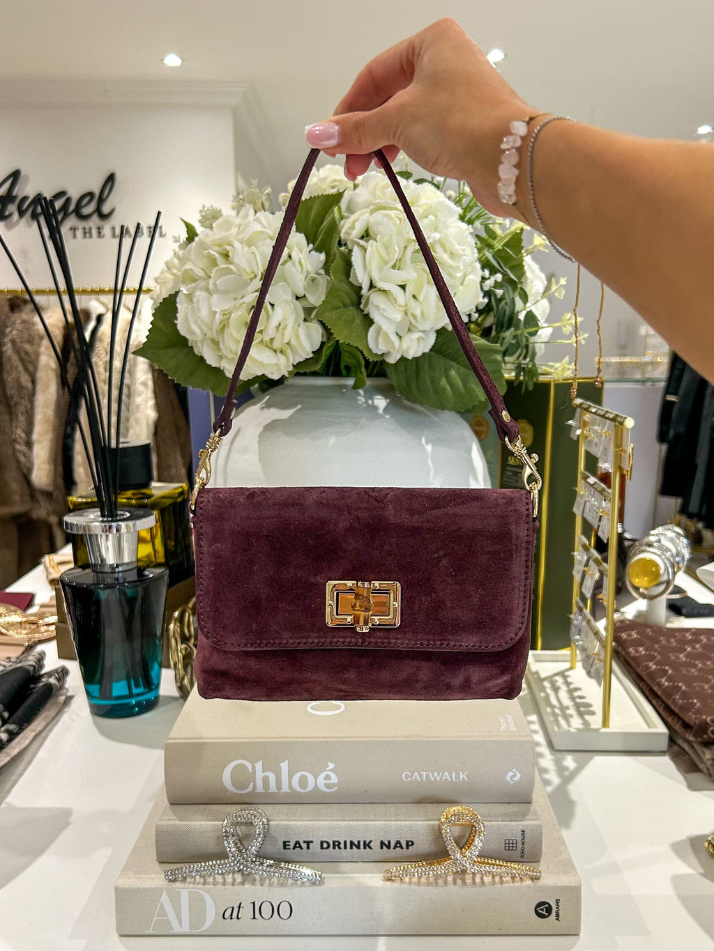Mini sac en cuir véritable avec boucles en bois et accessoires dorés (10 coloris)