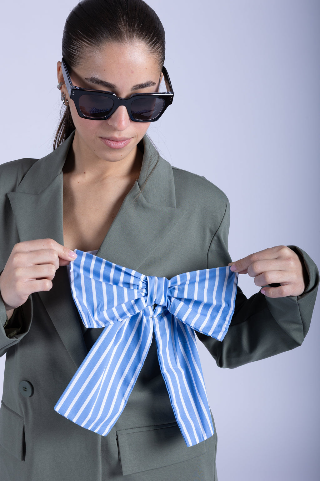 DOUBLE BREASTED BLAZER WITH BOW