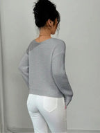 Pull uni pour femme, pull décontracté à manches longues pour l'automne et l'hiver, tricot confortable pour femme à porter au quotidien ou en soirée