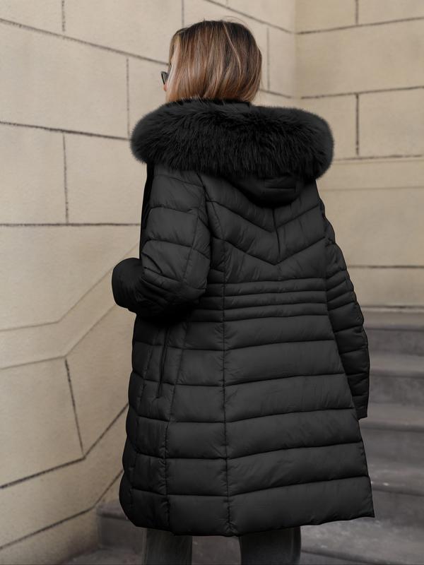 Veste imperméable décontractée en coton à capuche pour femme, doudoune légère avec poches, coupe ample en tissu épais pour l'automne et l'hiver