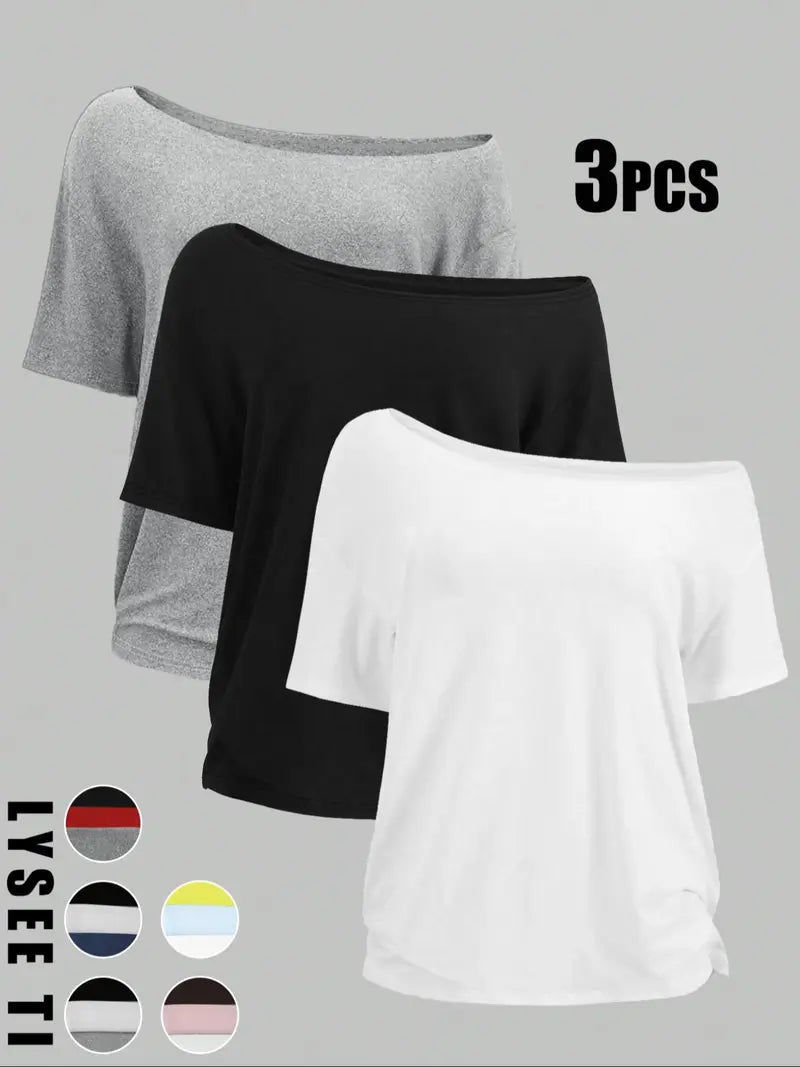 T-shirt uni basique à manches courtes pour femme, vêtement décontracté pour toutes les saisons