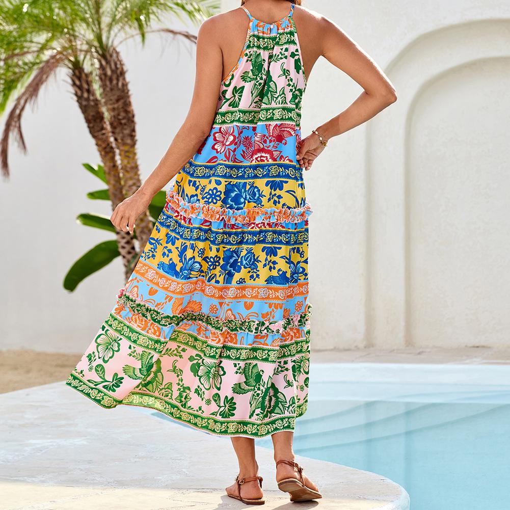 Robe florale, style bohème décontracté, tenue d'été quotidienne