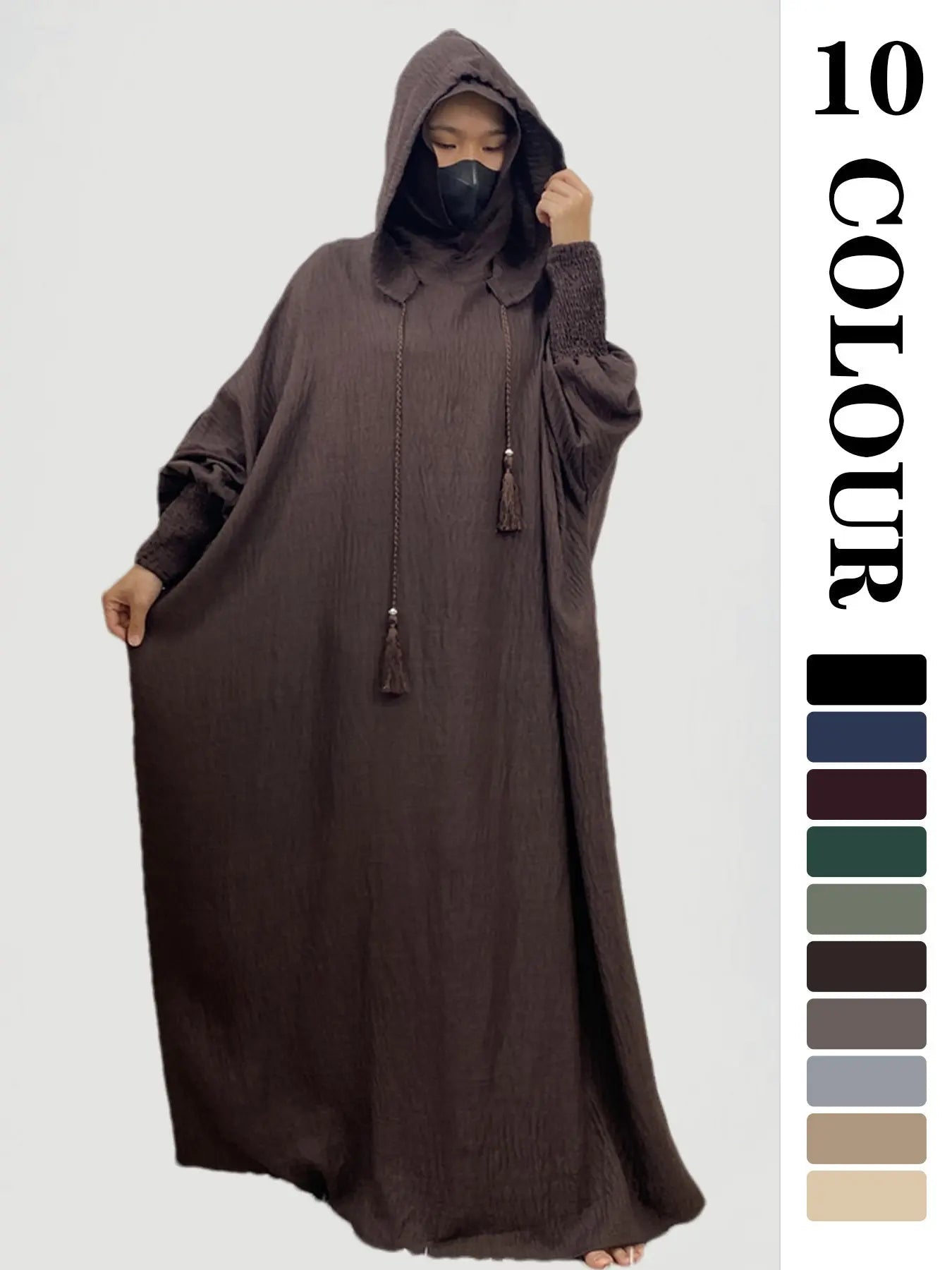 Vestito intero da donna con cappuccio, vestito casual a manica lunga per autunno e inverno, abbigliamento islamico da donna per uso quotidiano, abbigliamento musulmano modesto