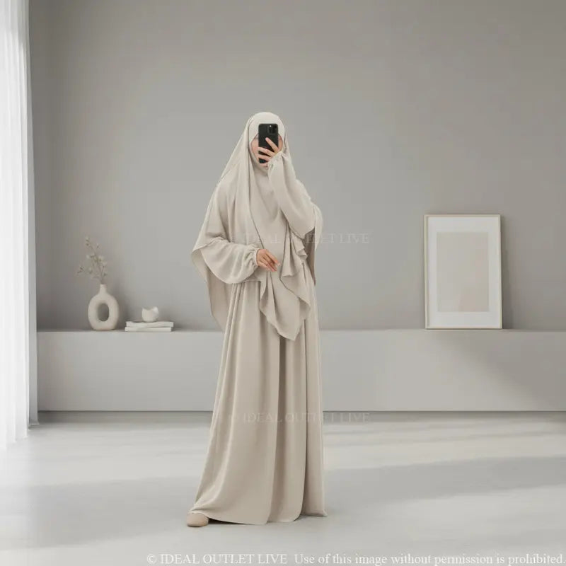 Prayer Set, 2-Piece Abaya Khimar in Jazz Fabric, Modest and Practical