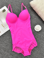 Body string gainant pour femme, couleur unie, maille contrastante transparente, bretelles réglables, contrôle du ventre, pour toutes les saisons