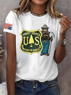 Retro Save The Forest Service Print T-Shirt