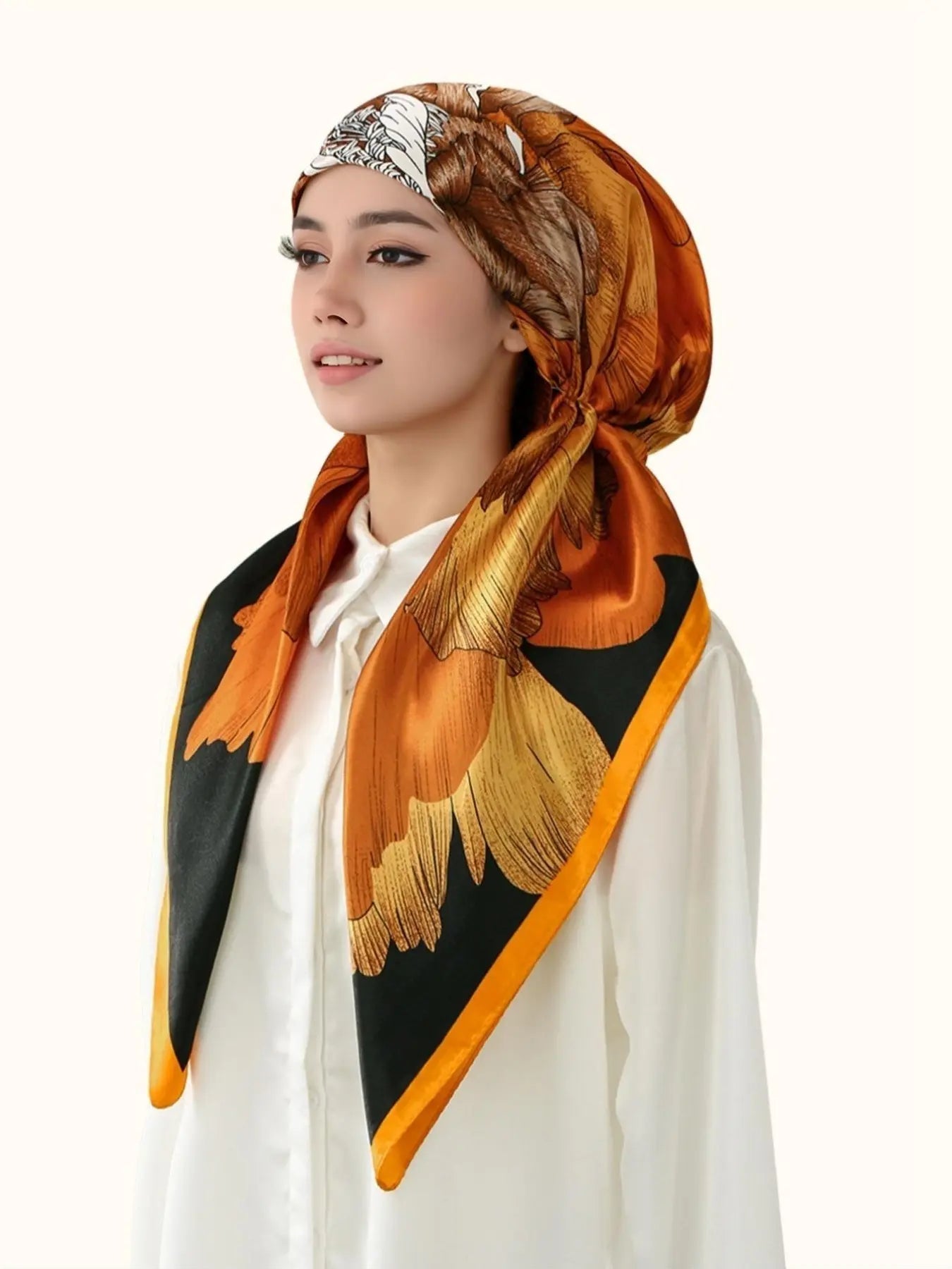 Elegante hijab in raso, tessuto morbido e traspirante, facile assorbimento del sudore, perfetto per l'uso quotidiano, design dalla vestibilità elastica, foulard