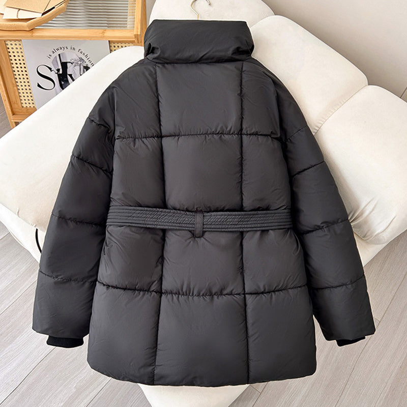 Giacca da donna Premium Piumino imbottito con cintura a mezza lunghezza, Cappotto casual da donna, Cappotto invernale da donna idrorepellente Classico trapuntato, Capospalla con tasca grande
