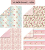 48 Sheets Scrapbook Paper 48 Designs Patterned Paper, 12 x 12 Inch Pink Floral Background Decorative Paper for DIY Album Decoupage Scrapbooking Card Making