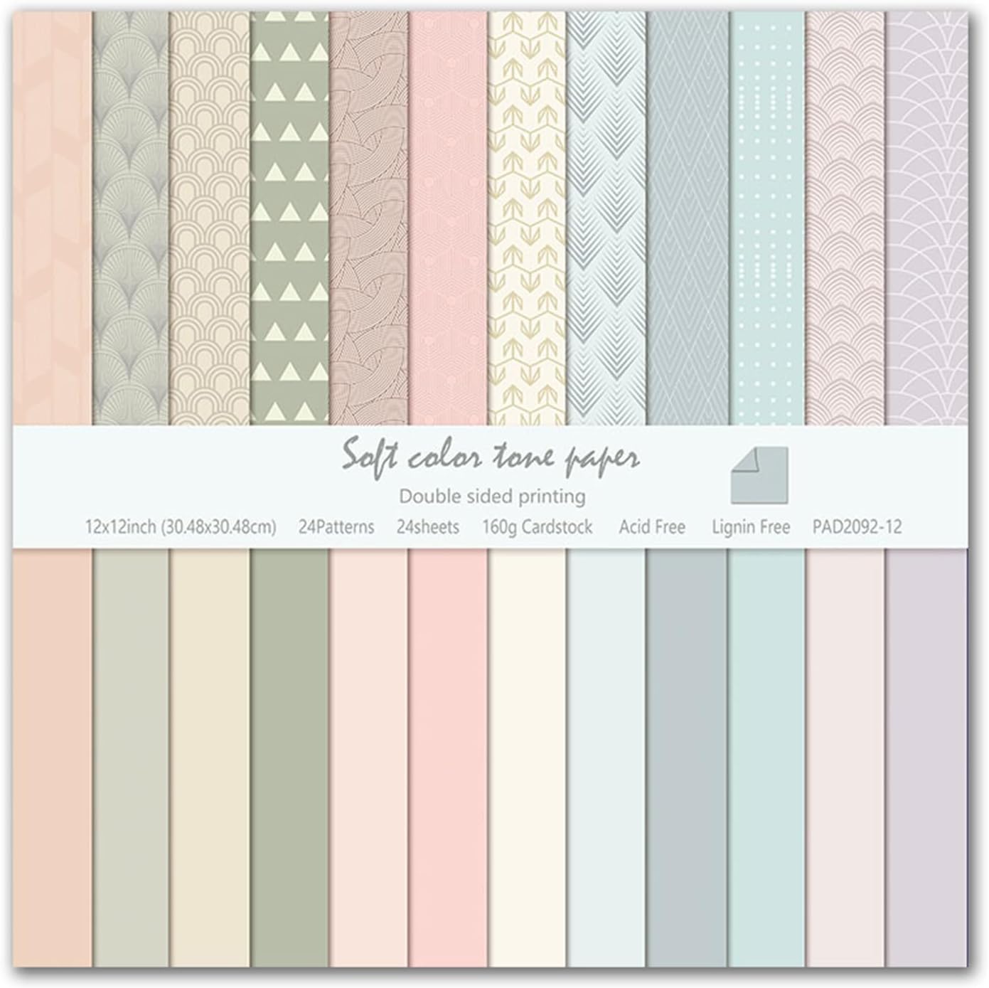 12x12 Boho Scrapbook Paper, 24 Sheets/24 Designs Double Sided Patterned Paper Colorful Decorative Craft Journal Scrapbooking Supplies for Photo Album Decor