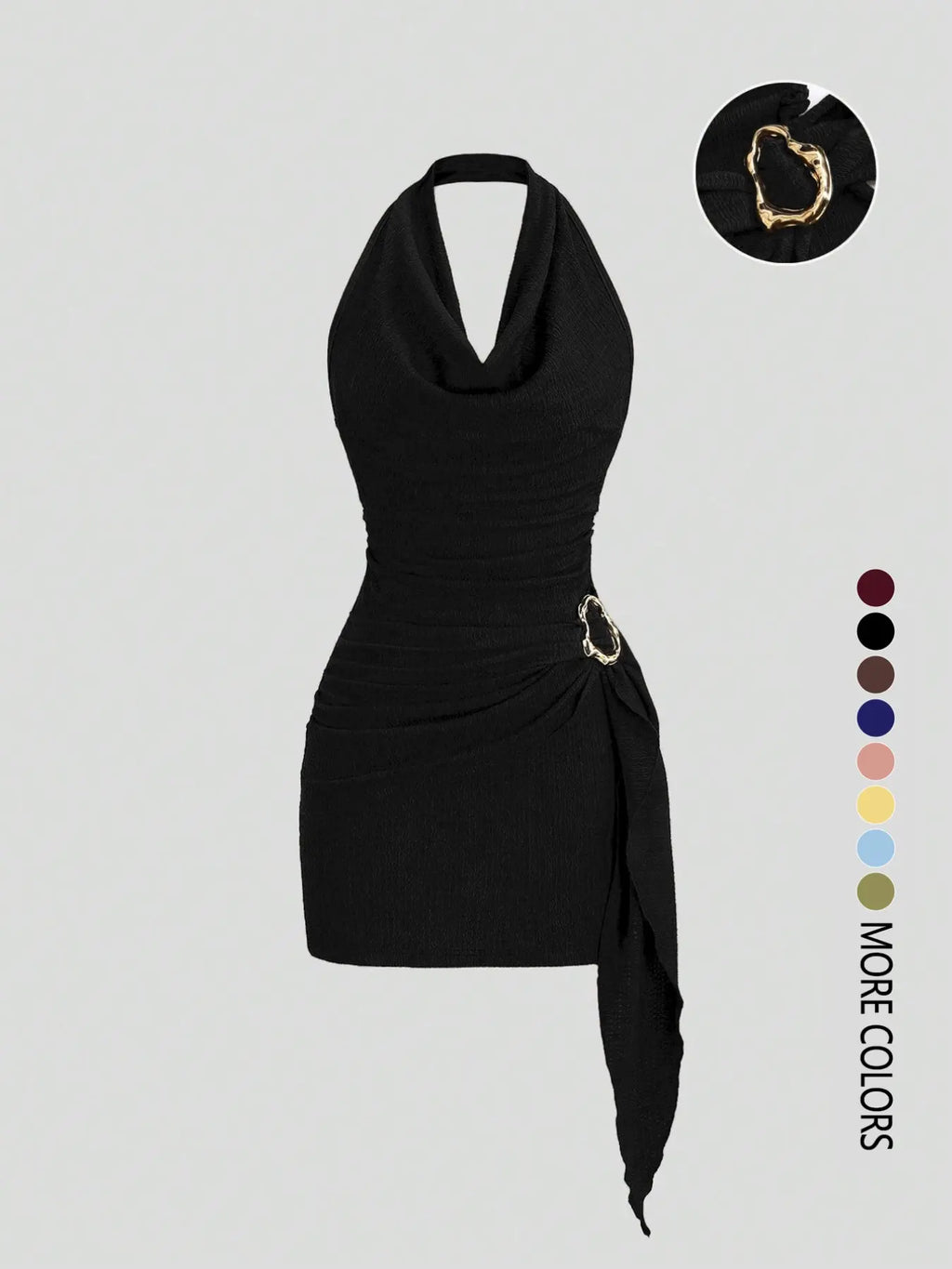 Robe Halter plissée unie pour femme