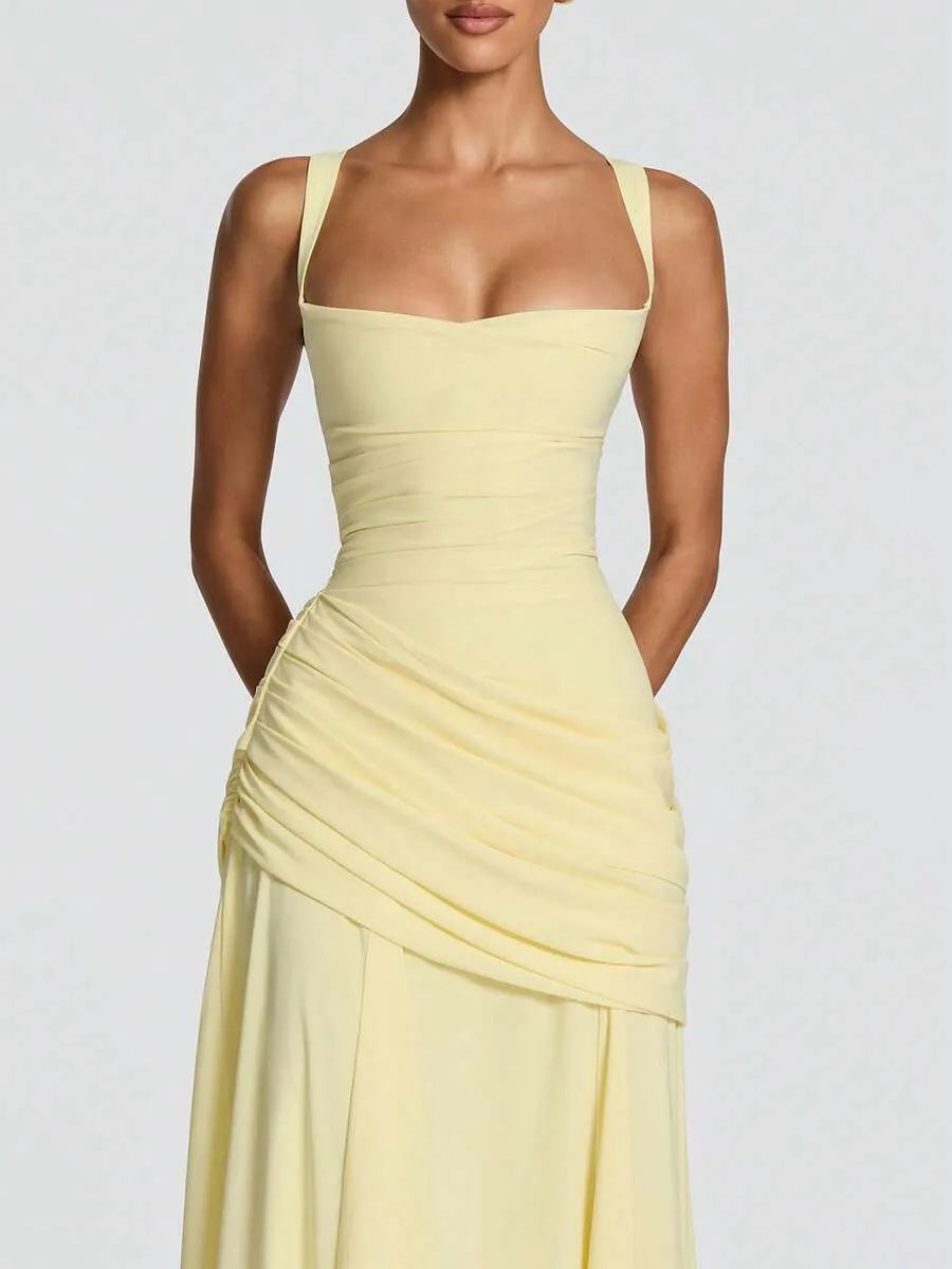 Women's Solid Color TIe-back Sleeveless Bodycon Slip Dress