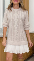 Robe décontractée épissée à col rond pour femme