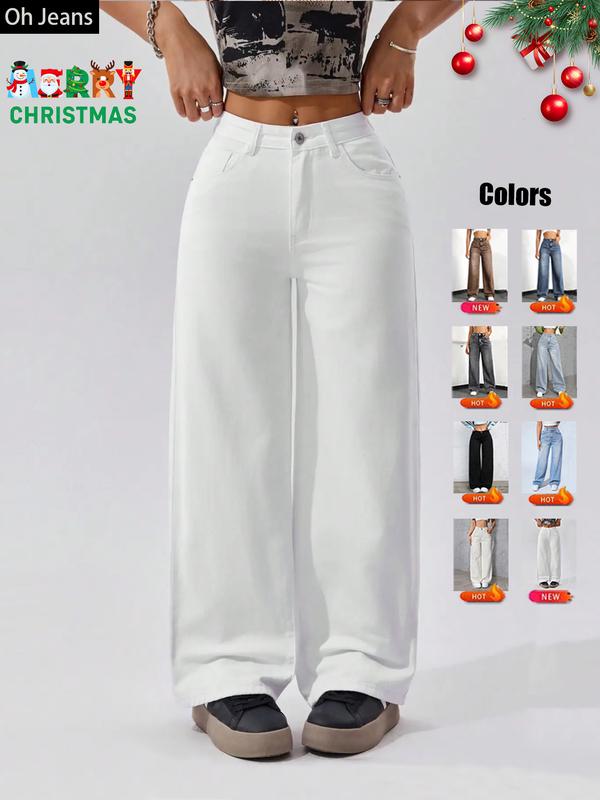 Jean en jean avec poches et taille élastique pour femme, pantalon décontracté et confortable pour toutes les saisons, parfait pour toute occasion décontractée, vêtement en jean