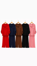 ENSEMBLE CHEMISE + PANTALON LARGE UNI