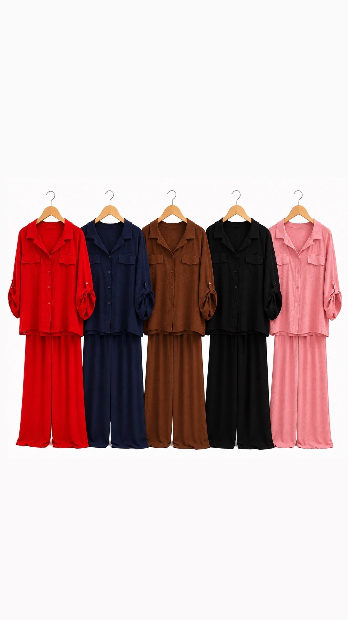 ENSEMBLE CHEMISE + PANTALON LARGE UNI