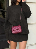 Set due pezzi autunno inverno da donna, stile elegante per il lavoro e il tempo libero, eleganza casual con top e gonna in maglia, perfetto per uscite alla moda, abbigliamento femminile