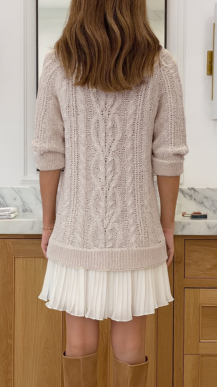 Robe décontractée épissée à col rond pour femme