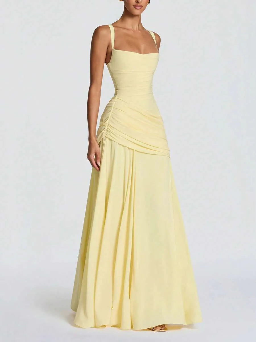 Women's Solid Color TIe-back Sleeveless Bodycon Slip Dress