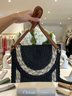 Pochette tressée à paillettes dorées (3 coloris)