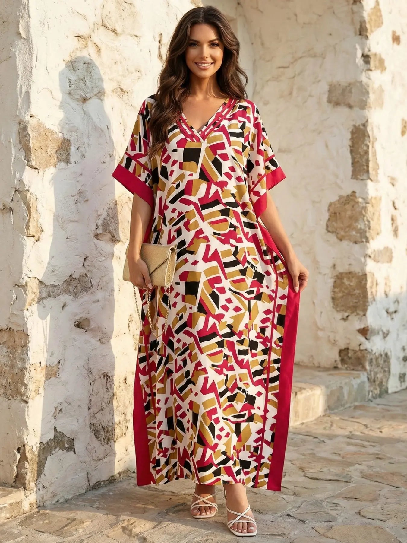 Robe de plage coupe ample imprimé léopard pour femme
