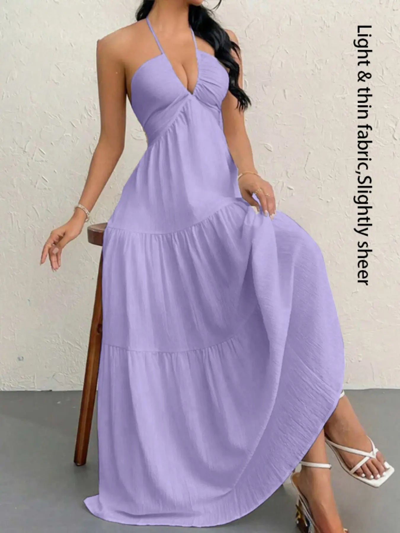 Robe unie pour femme, vêtements d'été pour femme, robe décontractée sans manches et dos nu pour les vacances à la plage, vêtements d'été pour femme