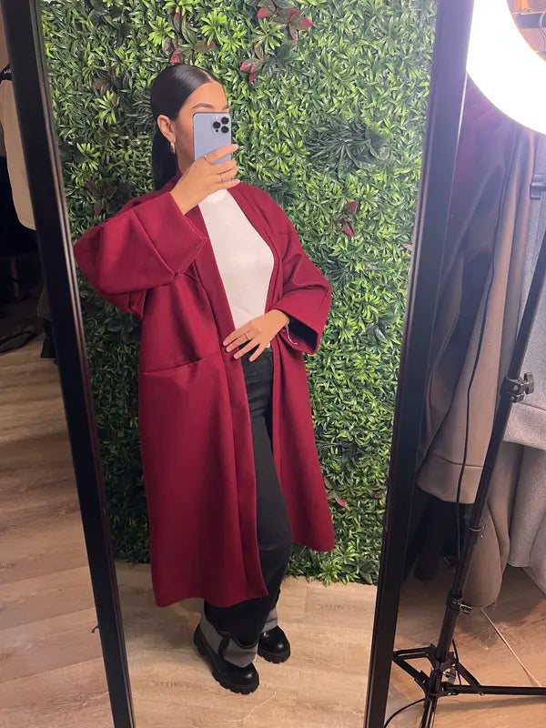 Trench-coat long pour femme, veste à manches longues style décontracté original