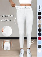 Legging uni à poches et boutons pour femme, pantalon moulant décontracté et confortable pour le yoga et la gym, bas pour femme pour l'automne et l'hiver, T-Chic