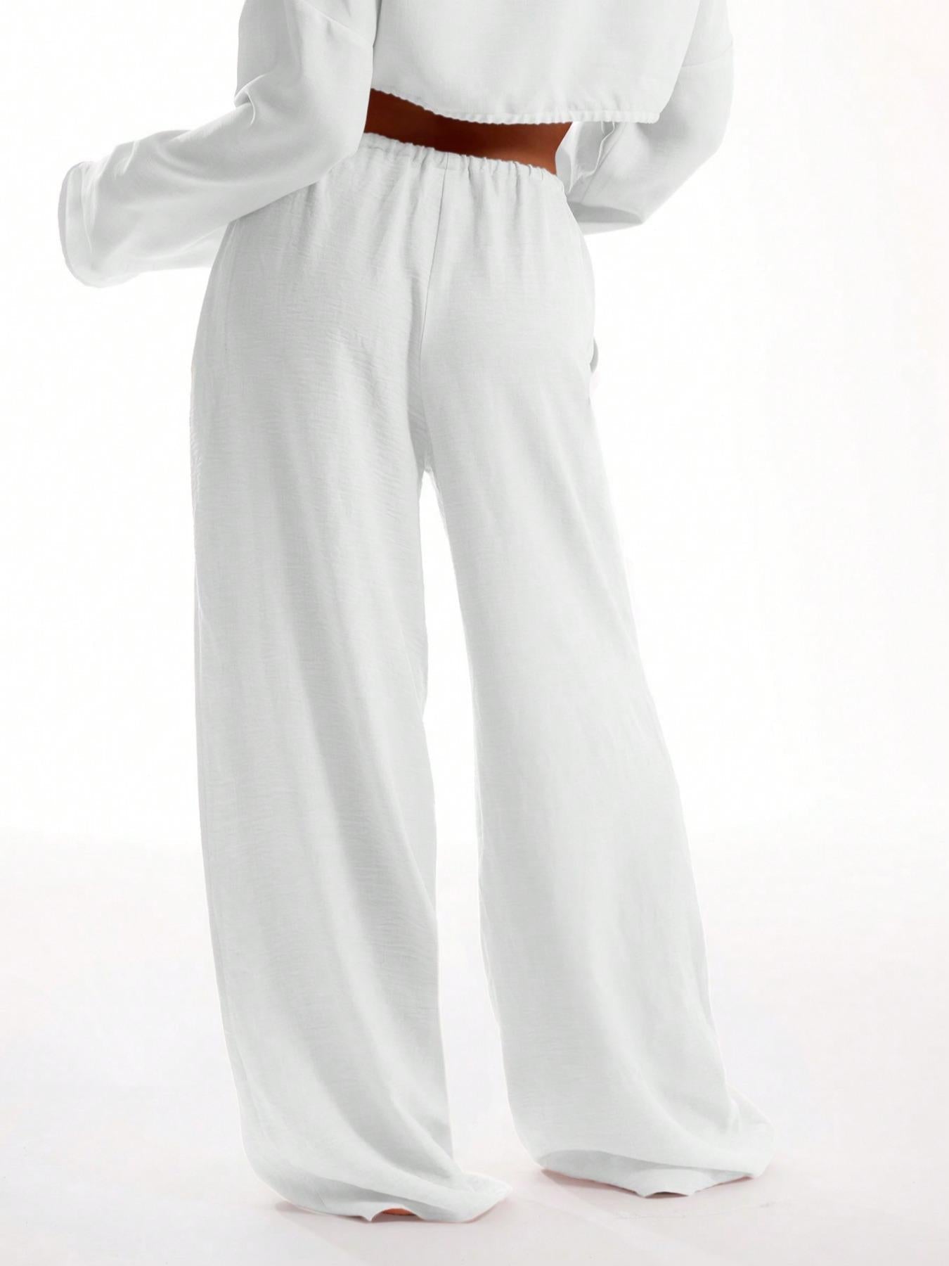 Pantalon uni avec poches pour femme