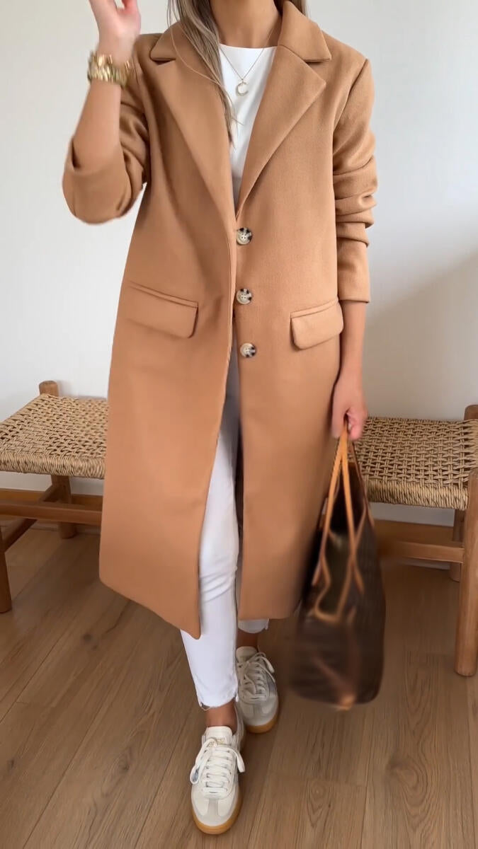 Manteau Décontracté Femme à Col Revers et Tempérament