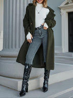 Manteau en fausse fourrure uni avec poches et boutons, col à revers et manches longues, tenue décontractée pour l'automne et l'hiver, vêtements pour femmes pour un usage quotidien