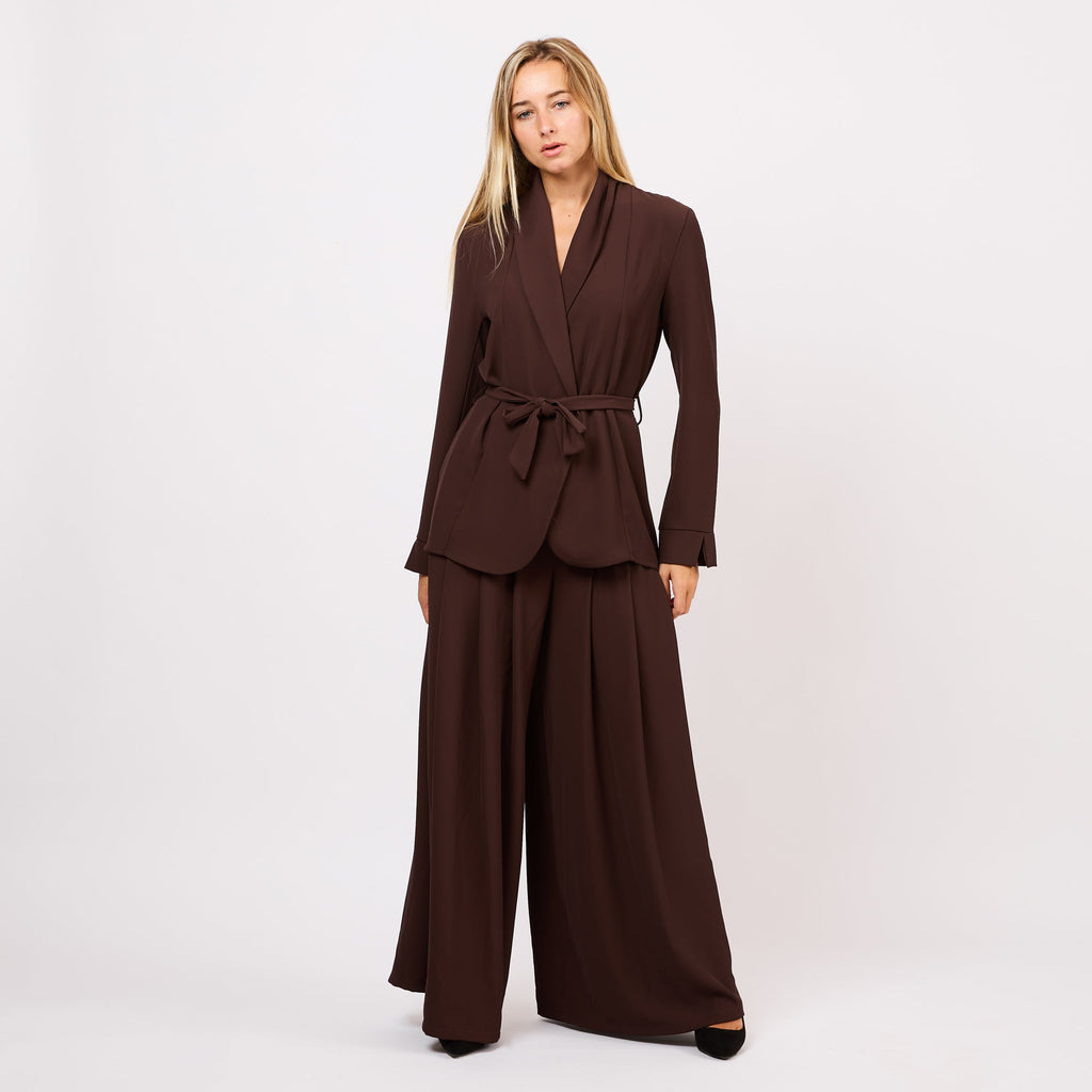 [2026.COUTURE]Completo in tessuto fluido con blazer e pantaloni a palazzo