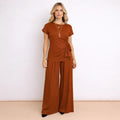 Ensemble avec pantalon fluide et haut à nœud