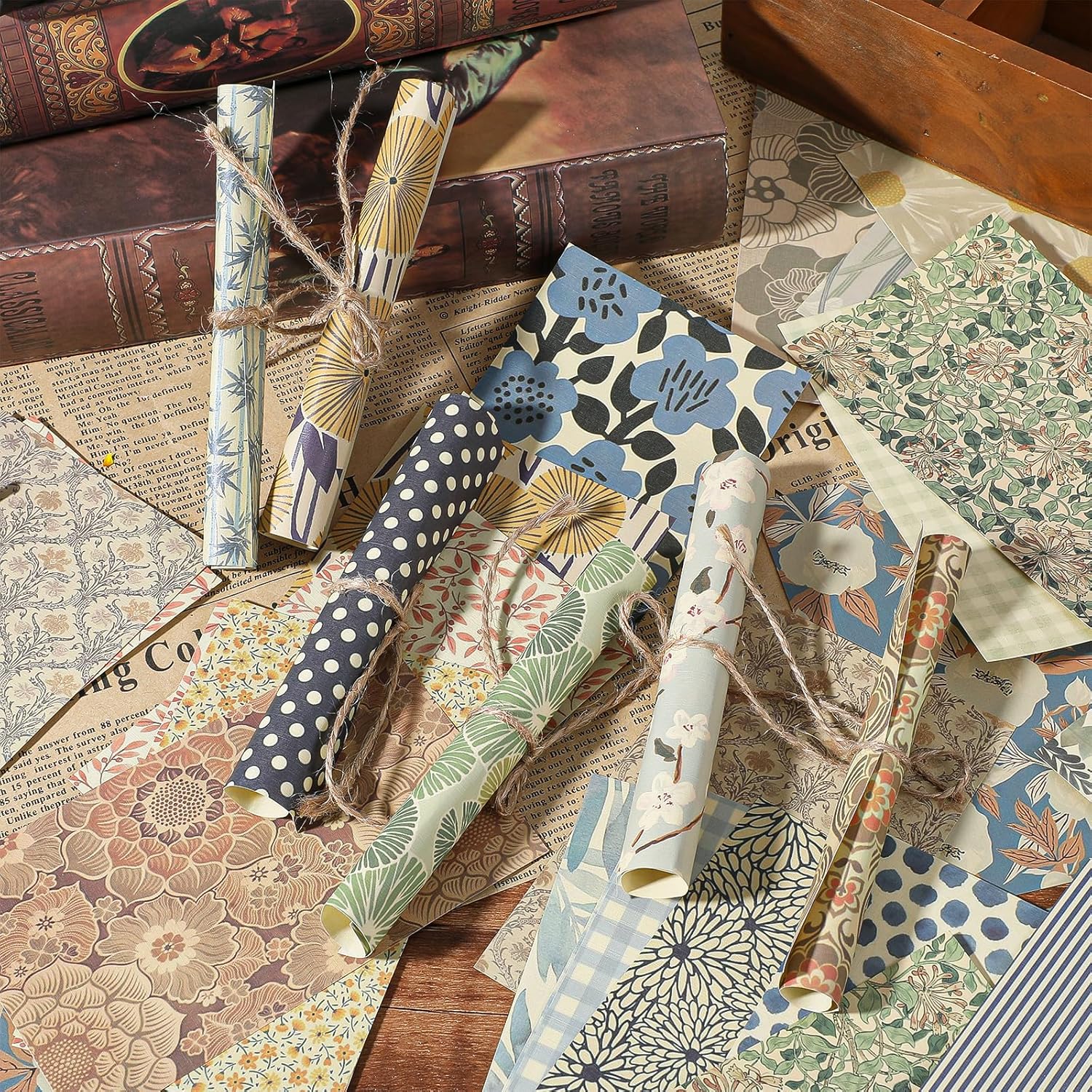 180 Sheets Patterned Paper, Scrapbook Paper for Decoration, Scrapbook Supplies Kit for Writing Planner, Drawing Travel Journal Art Craft Diary Embellishment (Blue, Green, Yellow)