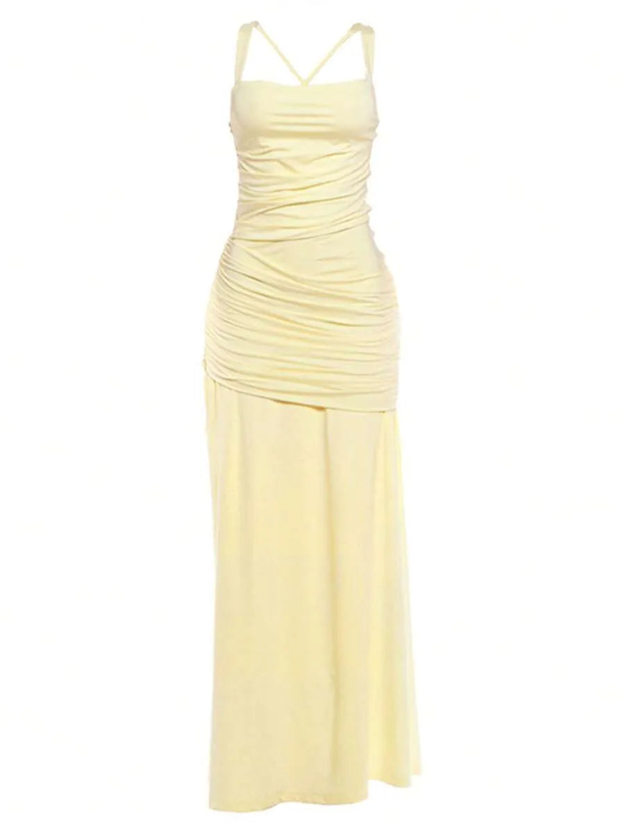 Women's Solid Color TIe-back Sleeveless Bodycon Slip Dress