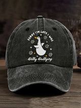 Unisex Sorry I'm Late His Timing Not Mine Ecclesiastes 3:1 Funny Silly Goose Print Baseball Cap