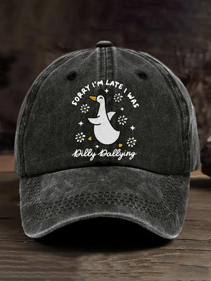 Unisex Sorry I'm Late His Timing Not Mine Ecclesiastes 3:1 Funny Silly Goose Print Baseball Cap