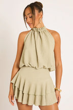 Black Textured Flippy Playsuit - Bernice