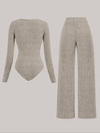 Ensemble salopette en molleton côtelé de couleur unie coupe slim pour femme, pantalon large, tissu confortable et tendance pour le quotidien