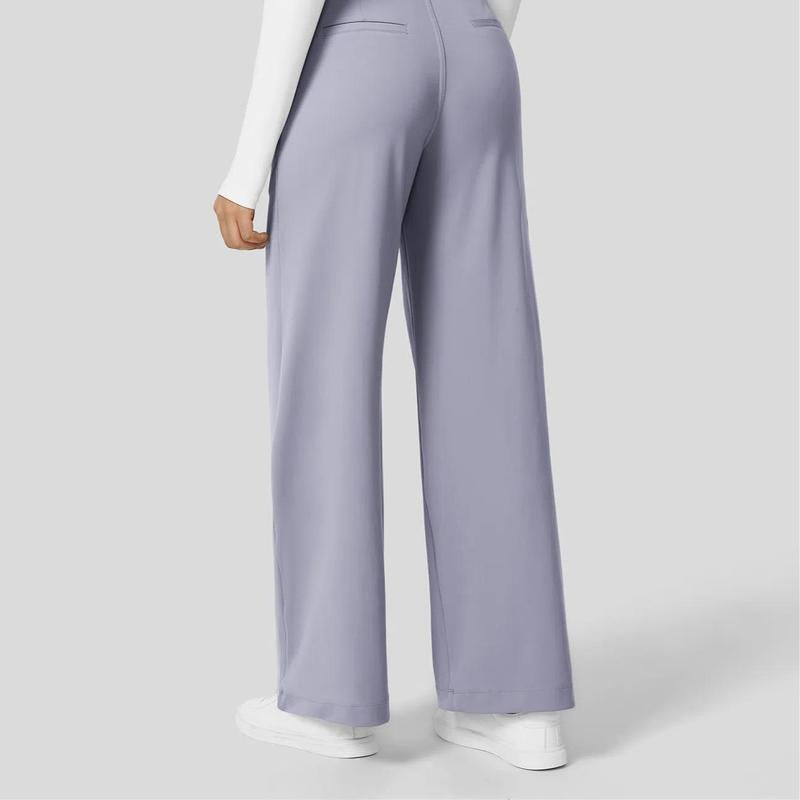 Pantaloni da Lavoro a Vita Alta con Tasche e Gamba Dritta, Abiti Business Casual da Donna, Abbigliamento Sportivo e da Esterno da Donna