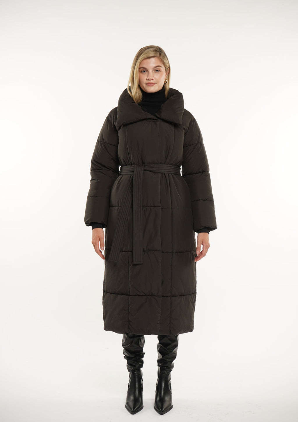 Veste longue boutonnée ceinturée, déperlante