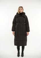 Veste longue boutonnée ceinturée, déperlante