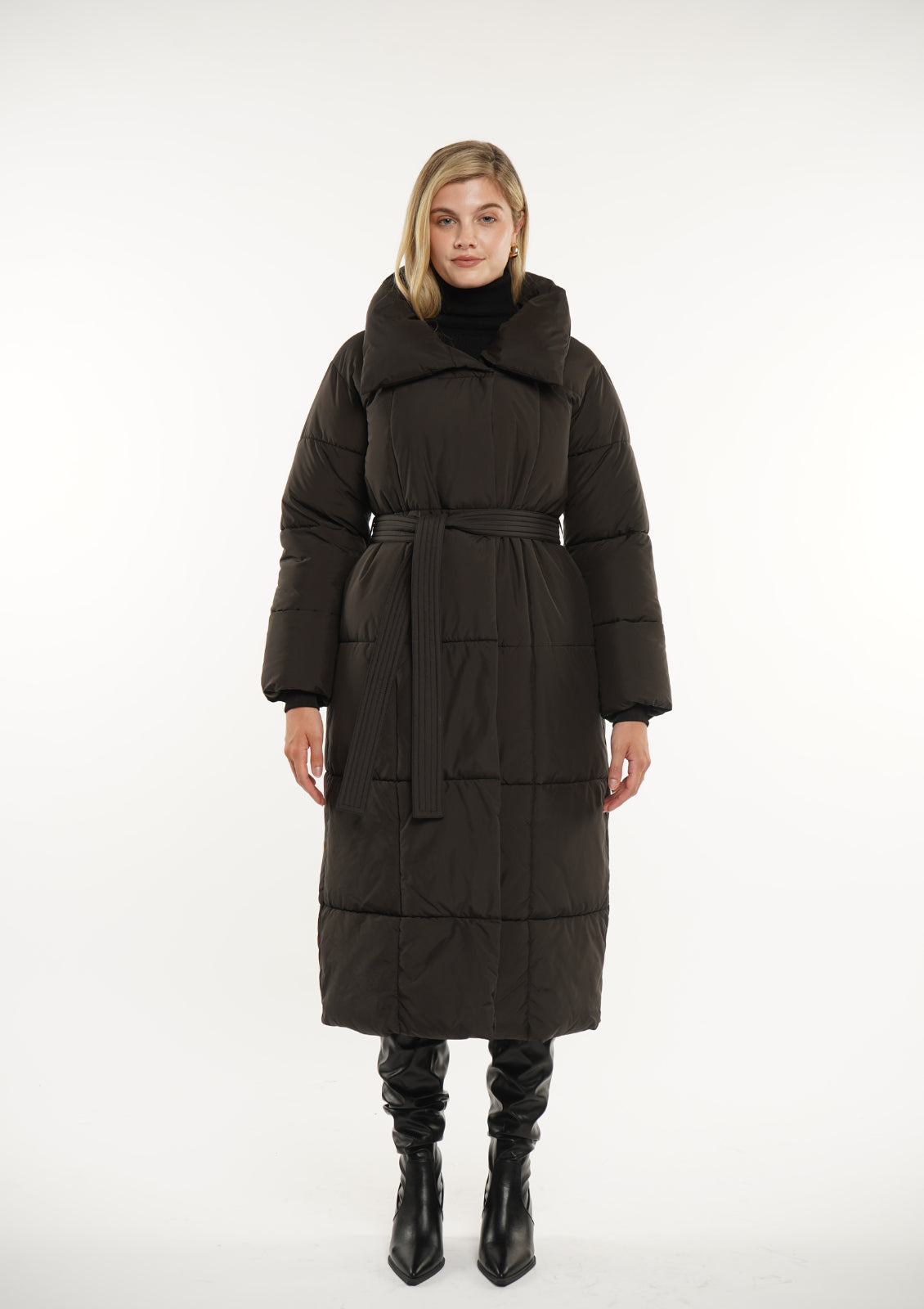 Veste longue boutonnée ceinturée, déperlante