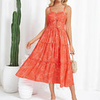 Robe longue bohème décontractée pour femme - Robe d'été à bretelles spaghetti smockée à volants avec poches, grande taille, vêtements bohèmes pour femme