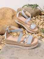Sandales mode femme creuses à fermeture éclair argentée