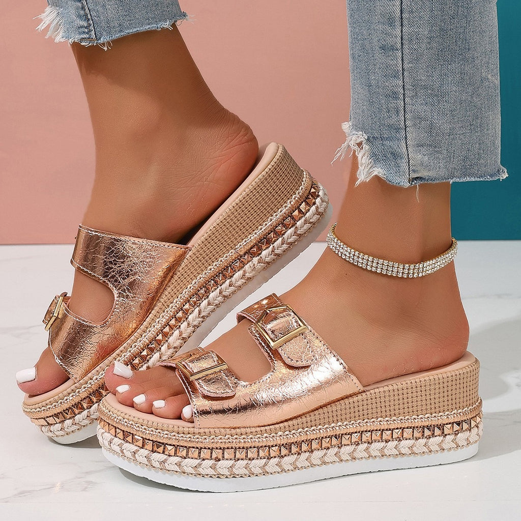 Sandales mode femme creuses à fermeture éclair argentée