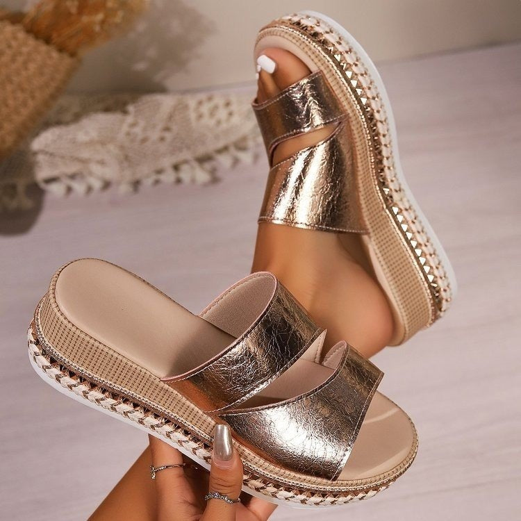 Sandales mode femme creuses à fermeture éclair argentée
