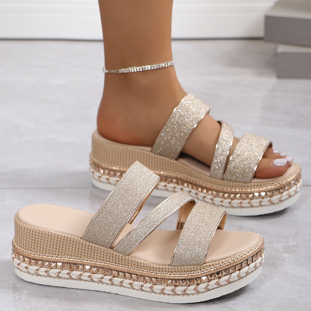 Sandales mode femme creuses à fermeture éclair argentée