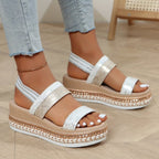 Sandales mode femme creuses à fermeture éclair argentée