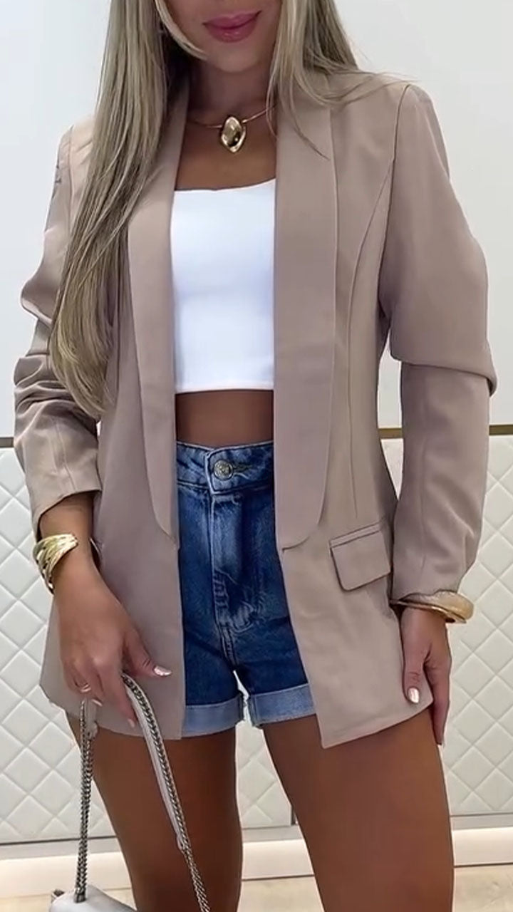 Veste de costume décontractée à revers pour femme
